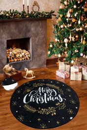 Conceptum Alfombra Cristmas Djt Çap Blanco, Negro y Dorado de 120 cm